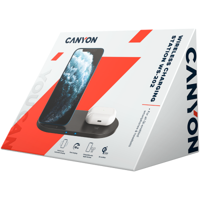 CANYON, 2 in 1 Wireless charger - Black