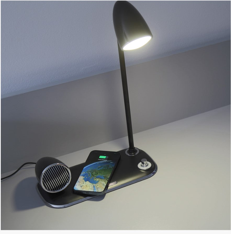 Nostalgia Wireless Desk Charger 15W, Bluetooth Speaker 5W, Desk Lamp