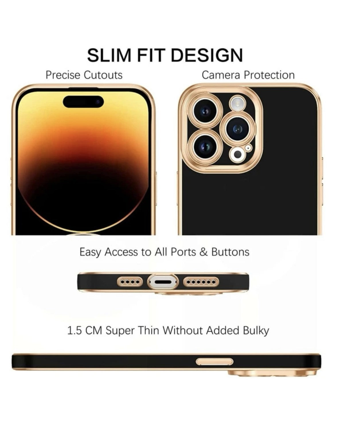Silicone Case With Gold Colour Bumper - iPhone 15 Pro