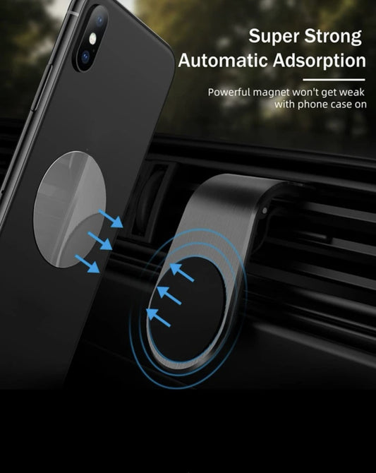 Car Holder For Smartphones With Magnetic Suction Function - Black