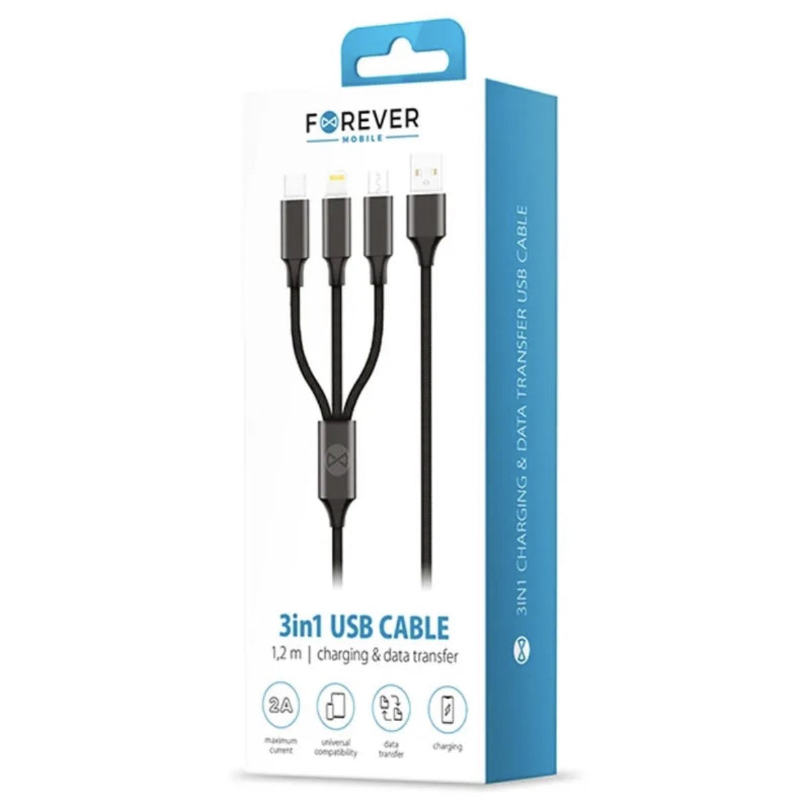 Forever 3 In 1 USB Charging Cable, 1.2m