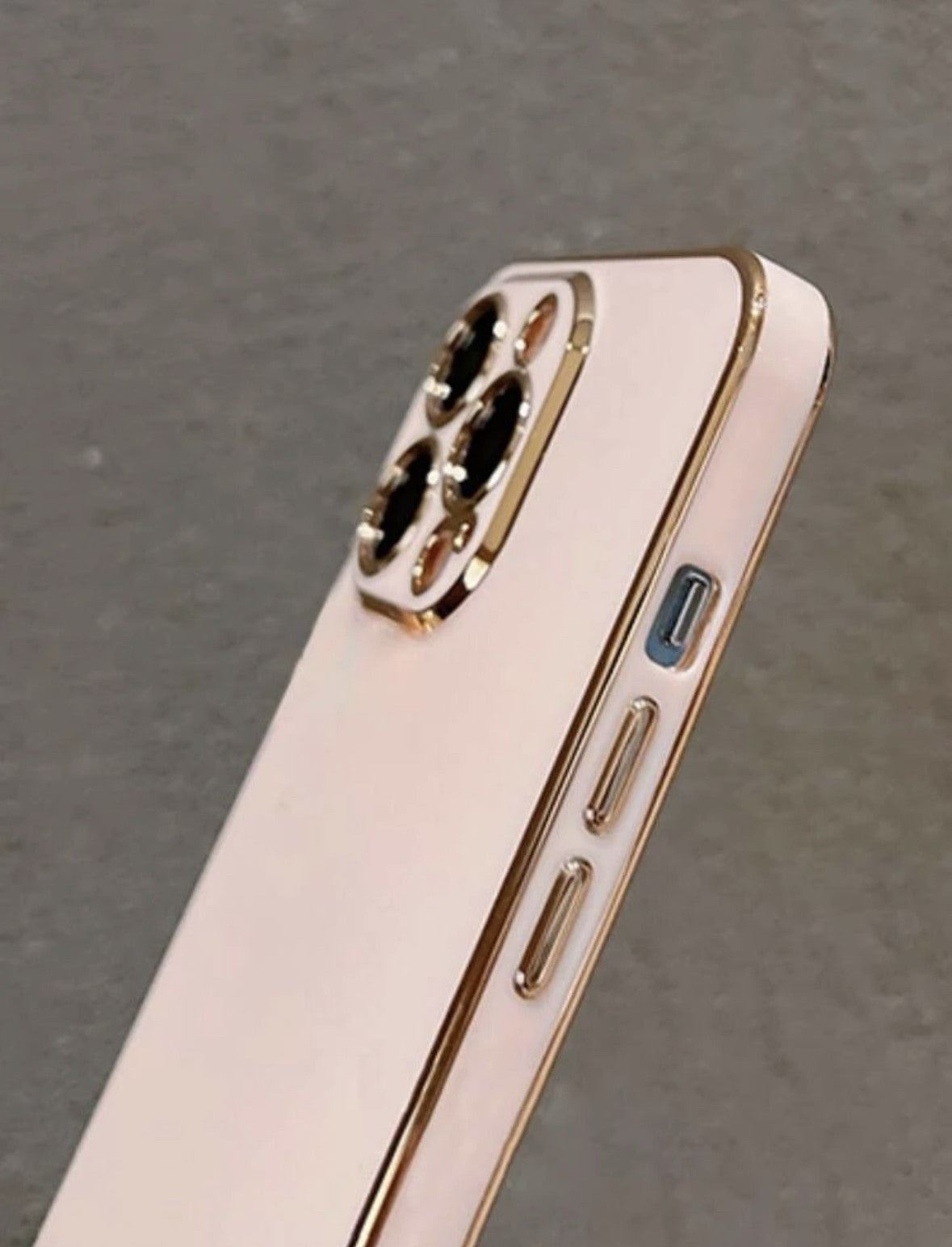 Silicone Pink Case With Gold Colour Bumper - iPhone 15 Pro Max