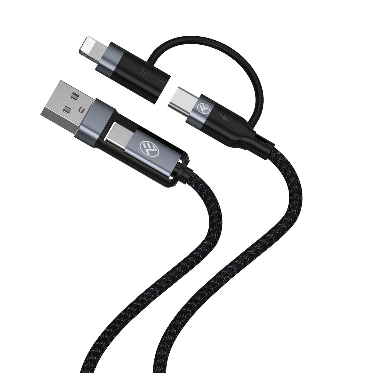 Tellur 4-IN-1 USB/USB-C To USB-C/Lightning Cable, 1m, Black