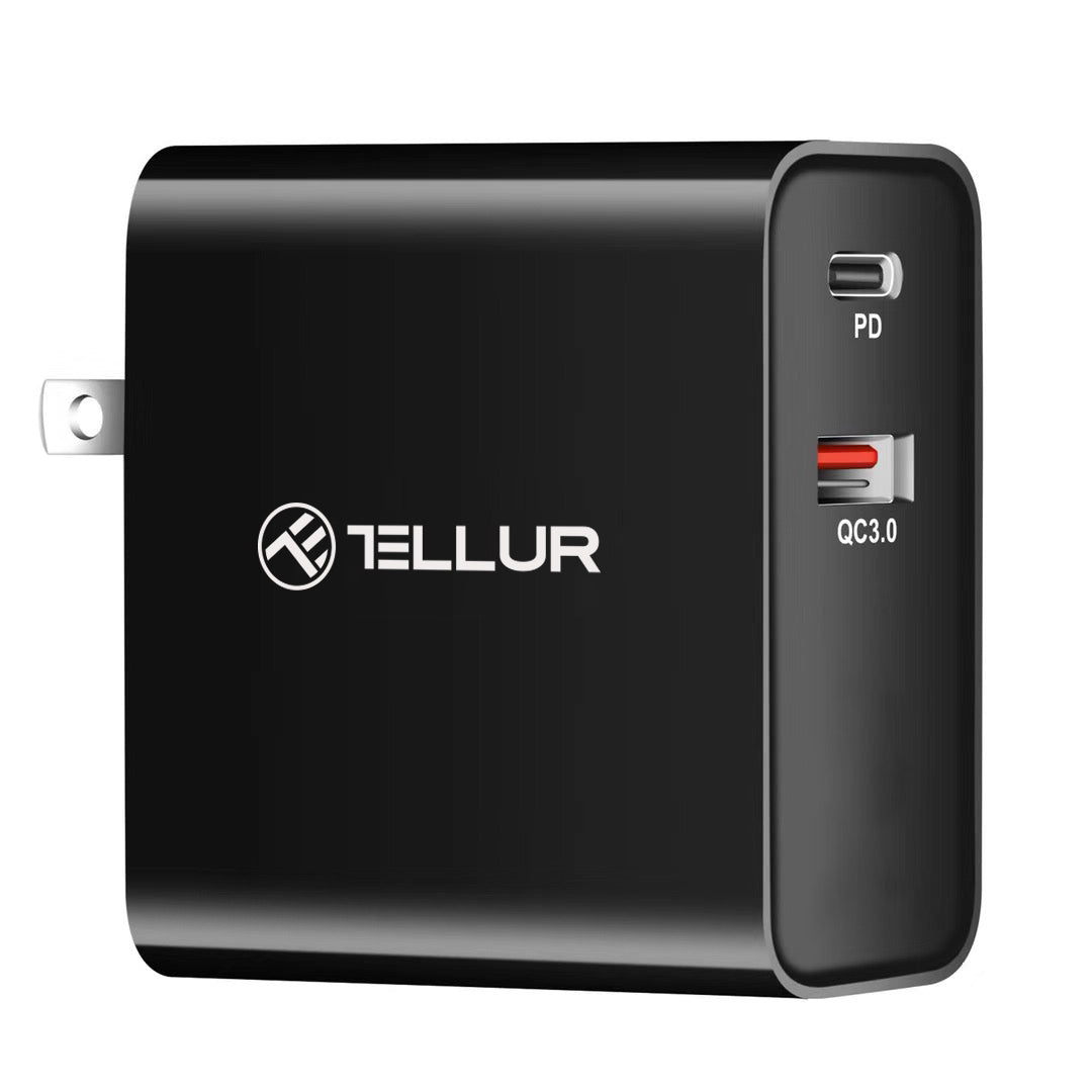 Tellur, 48W Dual-Port PD Wall Charger - 3 plug adapters