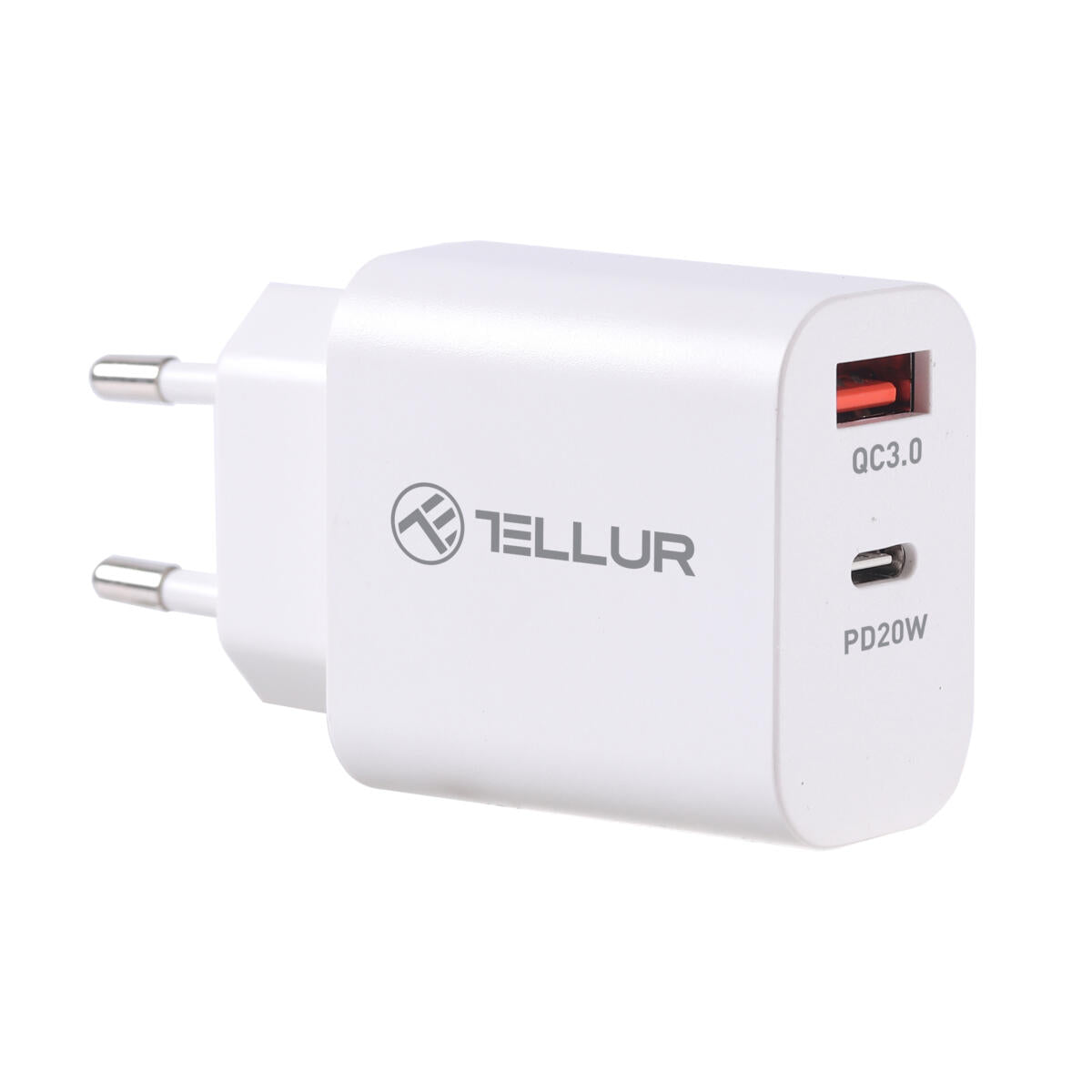 Tellur Dual Port Wall Charger, PD 20W + QC3.0 18W, White