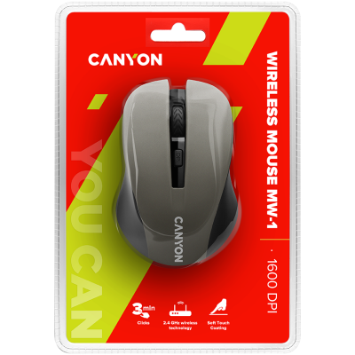 Canyon Mw-1 2.4Ghz Wireless Optical Mouse With 4 Buttons - Grey