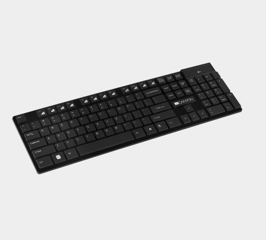 Slim wireless keyboard, 104 keys, slim design, chocolate key caps, UK&US 2 in 1 layout  - black